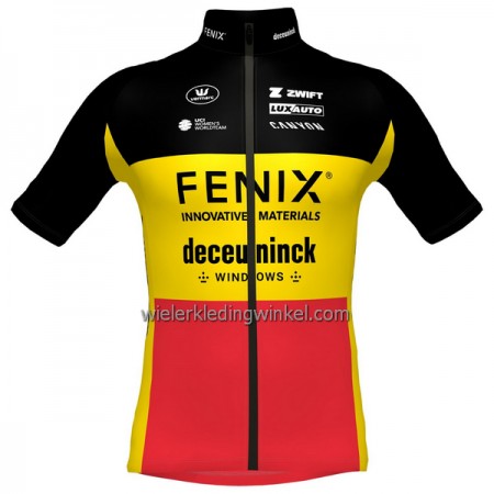 Wielershirt 2023 Fenix-Deceuninck Belgisch Kampioenschap Geel Rood Zwart